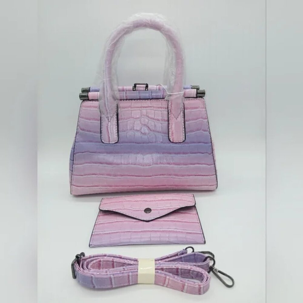 Gradient Crocodile Faux Leather Tote Handbag & Wallet/Coin Purse​ - Picture 4 of 5